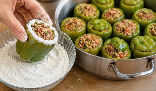 Dolma pişirirken bu yöntemi deneyin! Biberler dağılmıyor, iç harç taşmıyor
