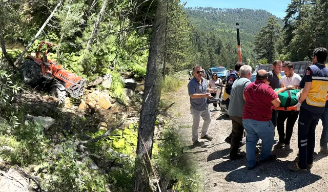 Kütahya'da traktör uçuruma sürüklendi, sürücü yaralı