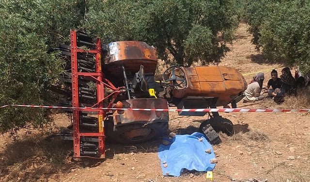 Manisa'da devrilen traktörün sürücüsü hayatını kaybetti