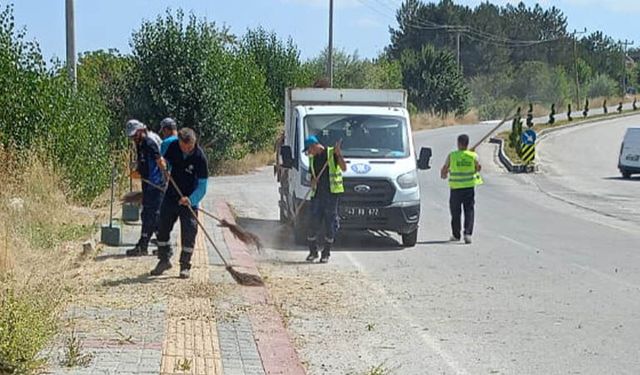 Kütahya’da Çamlıca Tabiat Parkı yolunda ot biçimi ve temizlik çalışması