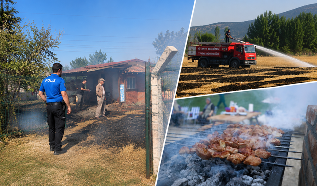 Kütahya’da mangal yapmak isterken yangın çıkardı