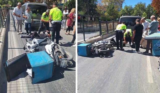Kütahya’da motokurye ile hafif ticari araç çarpıştı