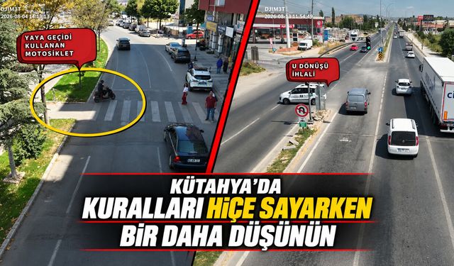 Kütahya’da trafik ihlalleri dronla görüntülendi