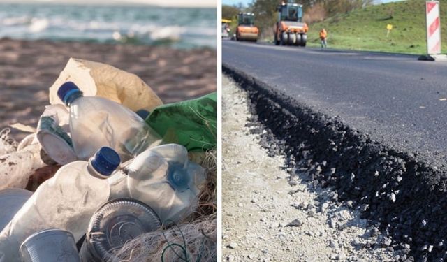 Yollara asfalt yerine plastik şişeleri sermeye başladılar