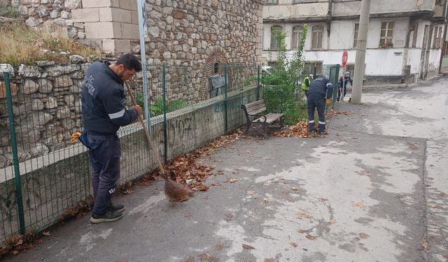 Kütahya'da Lala Hüseyin Paşa Mahallesi’nde yaprak temizliği