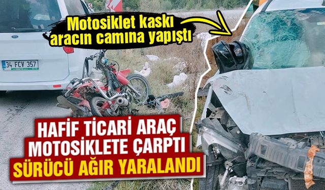 Kütahya'da hafif ticari araç motosiklete çarptı, sürücü ağır yaralı