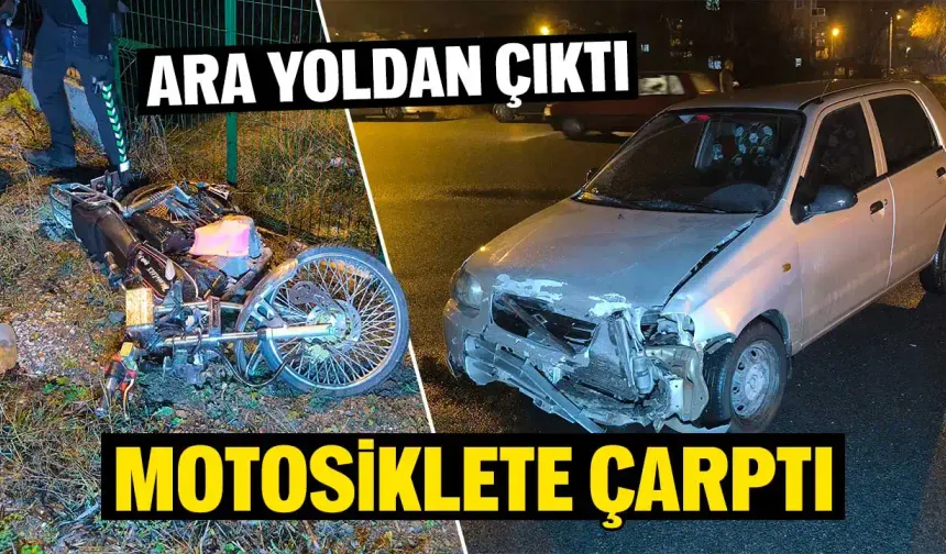 Kütahya’da ara yoldan çıkan otomobil motosiklete çarptı