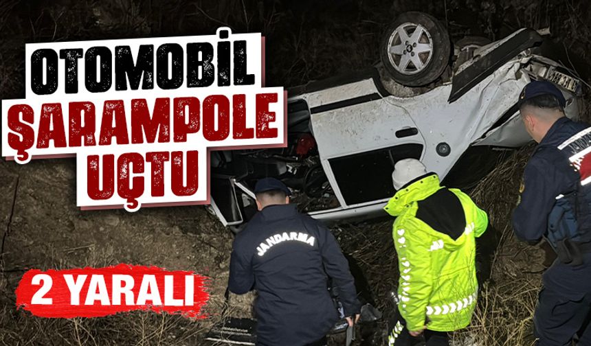 Kütahya'da otomobil şarampole uçtu, 2 yaralı