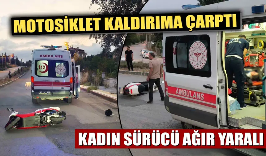 Kütahya'da motosiklet kazası, kadın sürücü ağır yaralı