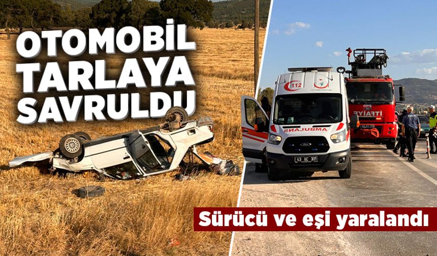 Kütahya'da otomobil tarlaya devrildi: 2 yaralı