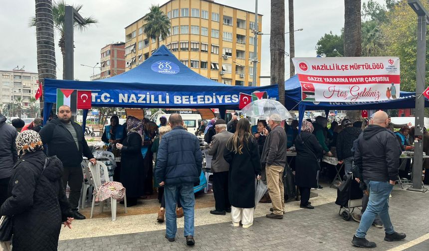 Aydın Nazilli’de Gazze için “hayır çarşısı” açıldı