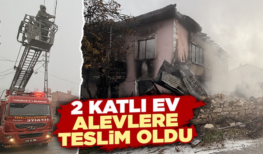 Kütahya Domaniç’te iki katlı ev kül oldu