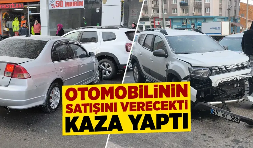 Kütahya’da satışını vereceği otomobille kaza yaptı