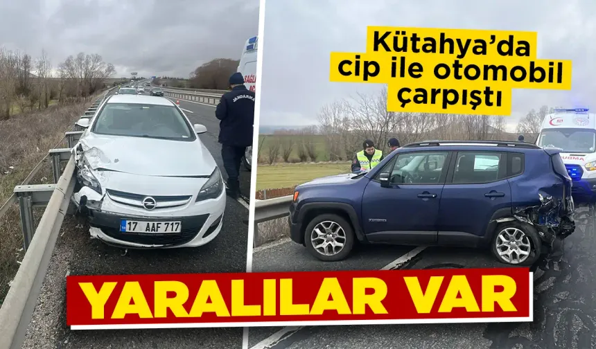 Kütahya'da ciple otomobil çarpıştı, yaralılar var