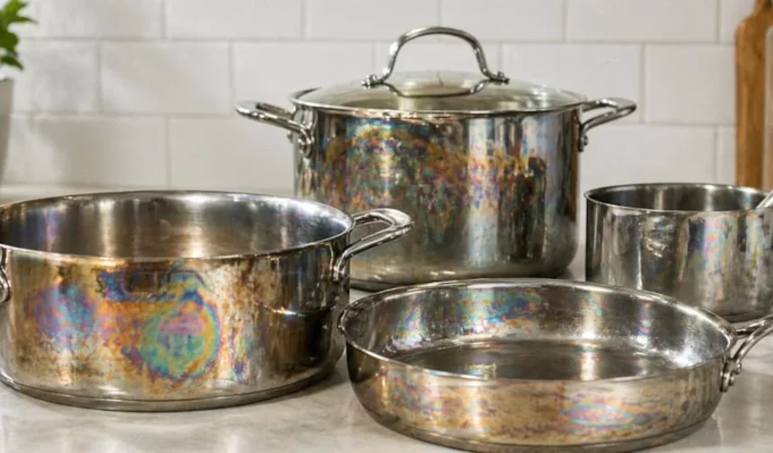 Çelik tencerede gökkuşağı lekesi neden olur?
