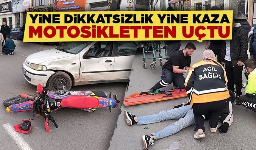 Kütahya'da motosiklet aniden önüne çıkan araca çarptı