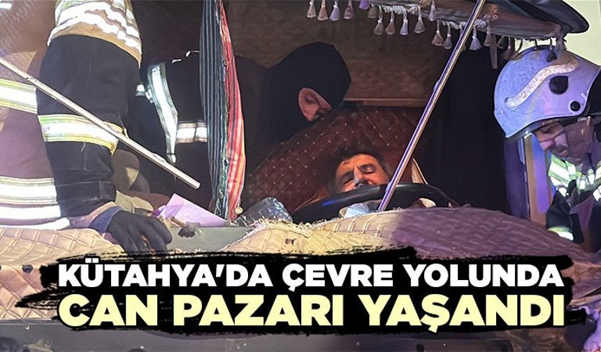 Kütahya'da çevre yolunda tır kırmızı ışıkta duran tıra çarptı