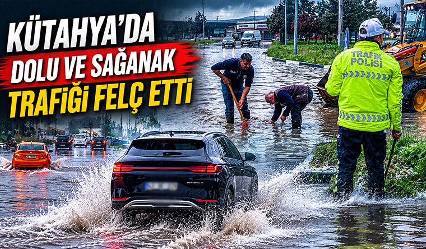 Kütahya'da dolu ve sağanak hayatı olumsuz etkiledi
