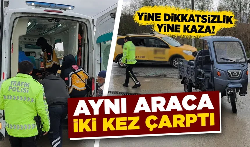 Kütahya’da ticari taksi ile elektrikli motosiklet çarpıştı