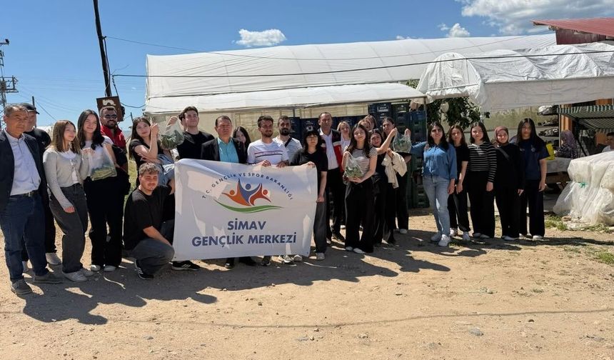 Kütahya Simav’da gençler serada hasatla buluştu