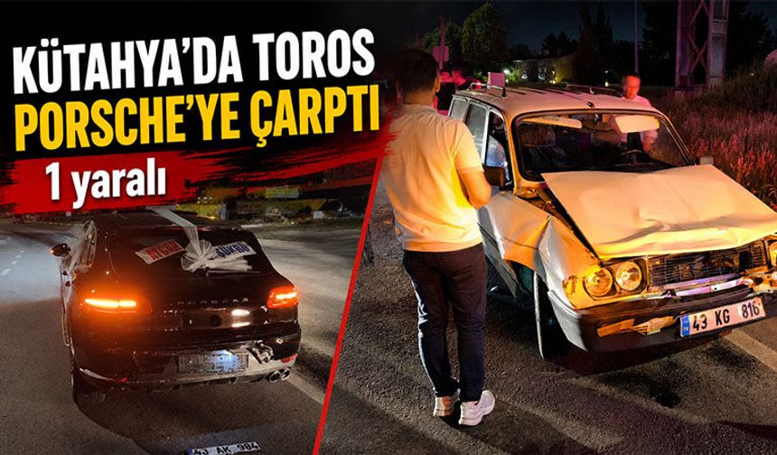 Kütahya'da duramayan Toros, lüks gelin arabasına çarptı