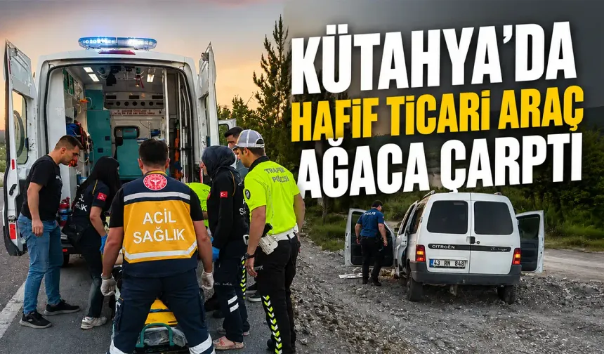 Kütahya’da hafif ticari araç ağaca çarptı, sürücü yaralı