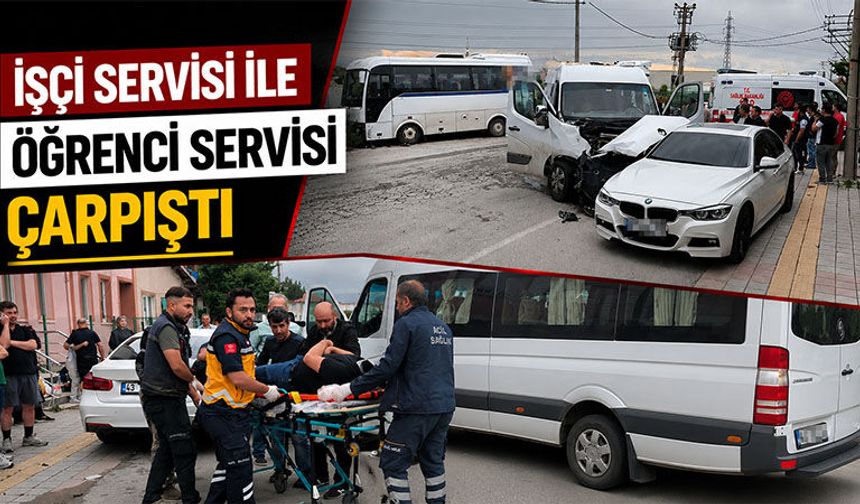 Kütahya’da işçi servisi öğrenci servisiyle çarpıştı, 2 yaralı