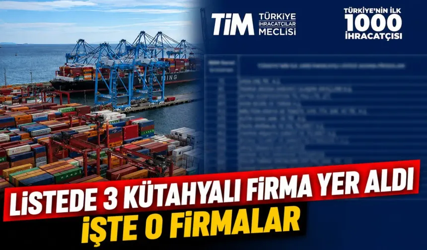 Kütahyalı üç firma ilk bin ihracatçı firma arasında yer aldı
