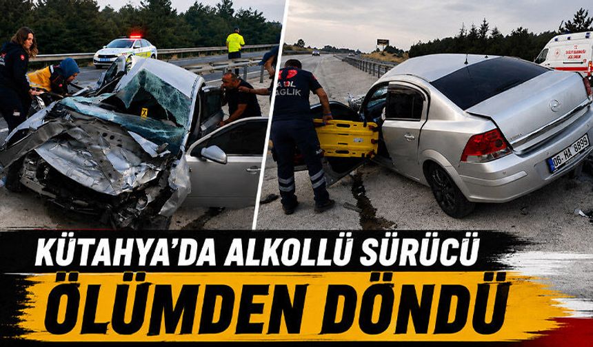 Kütahya'da otomobil bariyere çarptı, alkollü sürücü yaralı