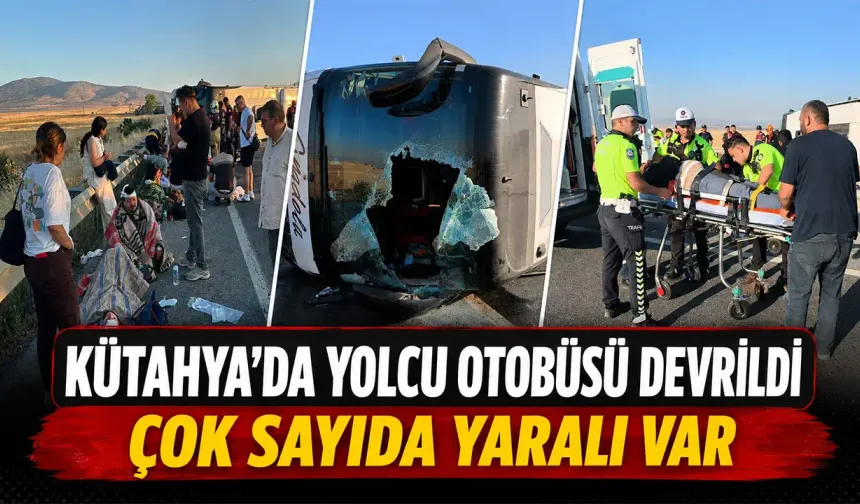 Kütahya'da yolcu otobüsü devrildi