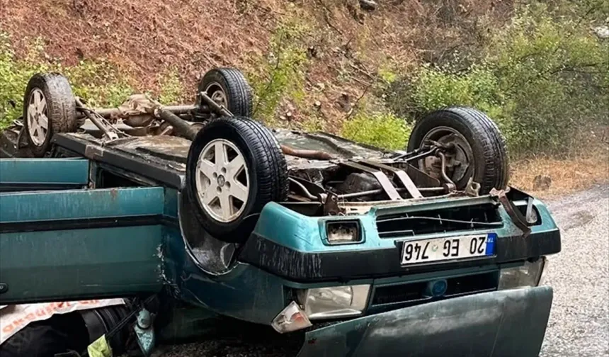 Denizli'de otomobil takla attı : 1 ölü 1 yaralı