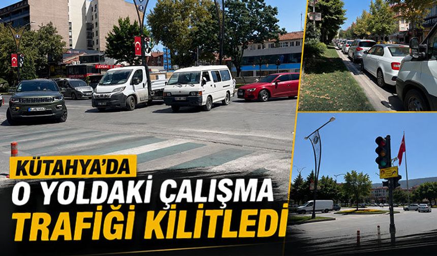 Kütahya’da asfalt çalışması trafiği durma noktasına getirdi