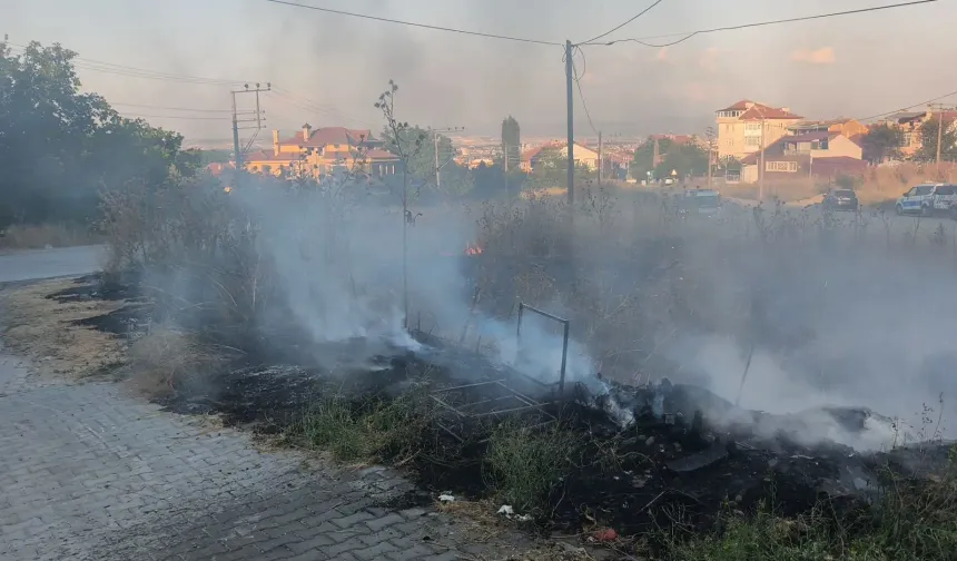 Kütahya’da boş arazide ot yangını