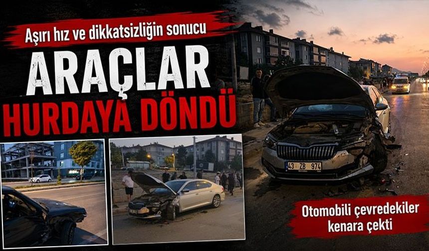Kütahya’da iki otomobil çarpıştı, sürücü yaralı