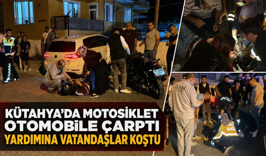 Kütahya’da motosiklet otomobile çarptı, sürücü yaralı