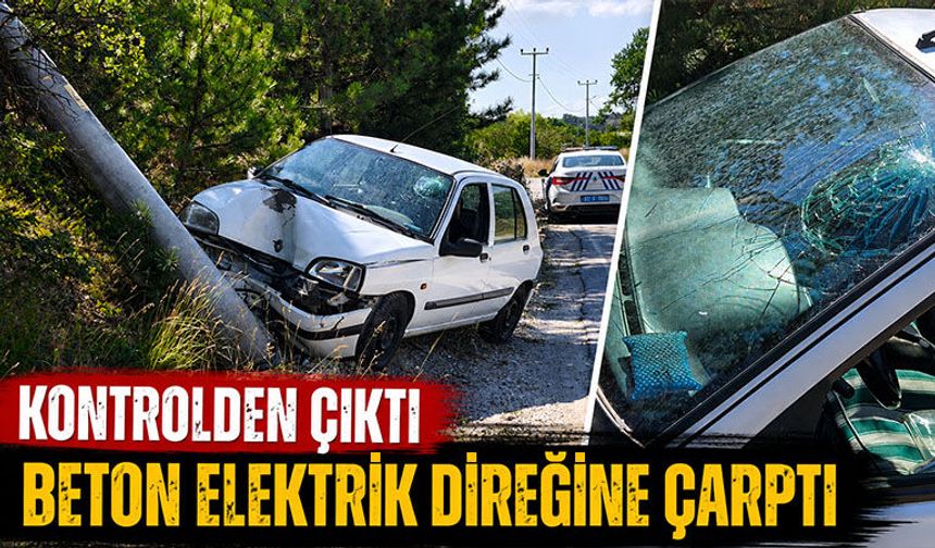 Kütahya’da otomobil elektrik direğine çarptı, sürücü yaralı