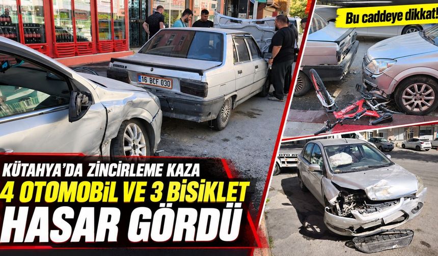 Kütahya’da dört araçlı zincirleme trafik kazası