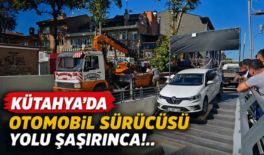 Kütahya'da ilginç kaza, otopark sandı, merdivenlere girdi!