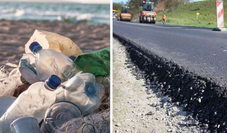Yollara asfalt yerine plastik şişeleri sermeye başladılar