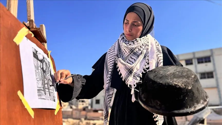 Gazze'de Boş Tencereler, Kadın Ressamın Boya Malzemesi Oldu1