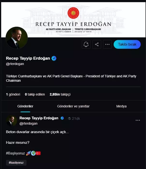 Cumhurbaşkanı Erdoğan’dan Next Sosyal’de Ilk Paylaşım