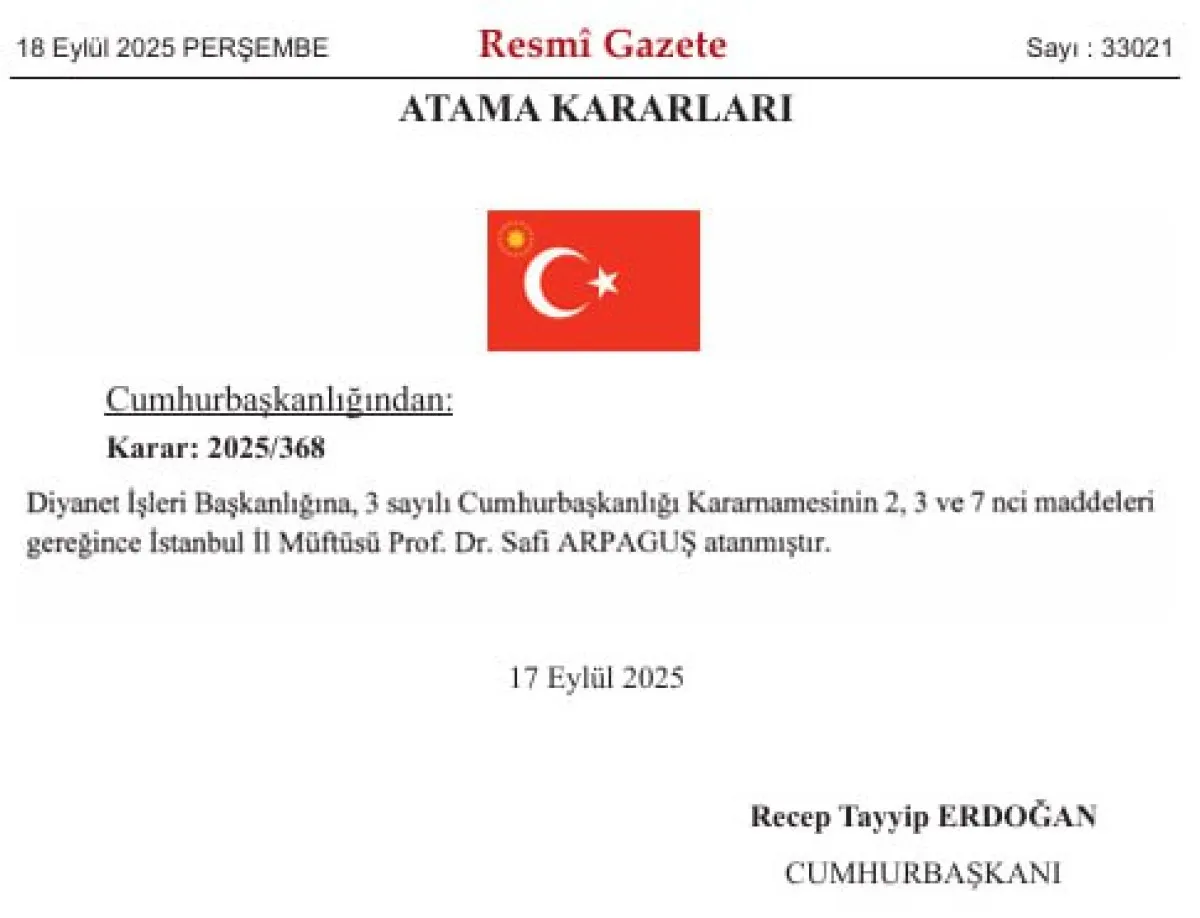 Diyanet İşleri Başkanlığı’na Safi Arpaguş Atandı1