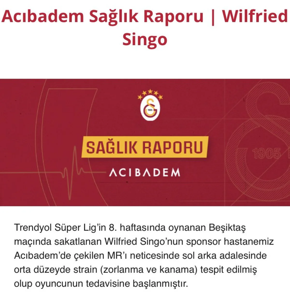 Galatasaray'dan Wilfried Singo Açıklaması1