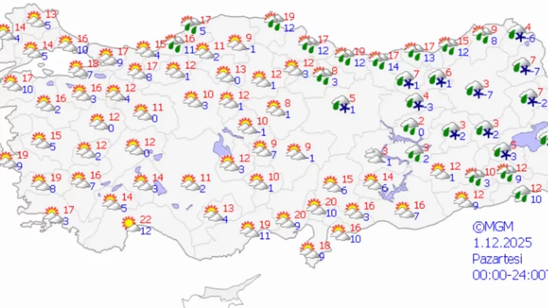 13 İl Için Uyarı Kar Pazartesi Geliyor