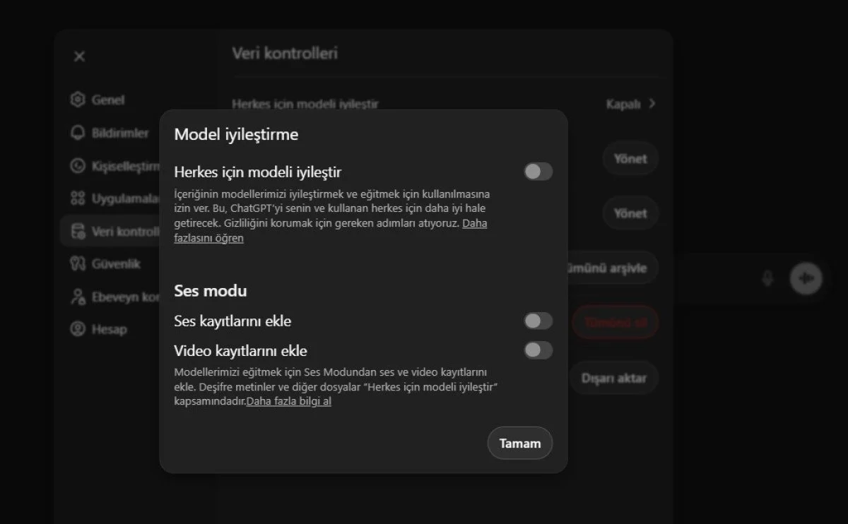 Chatgpt’de Verilerinizi Korumak Için 4 Kritik Ayar2