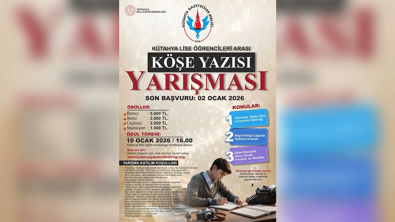 Kütahya Gazeteciler Birliği Geleceğin Köşe Yazarlarını Arıyor4