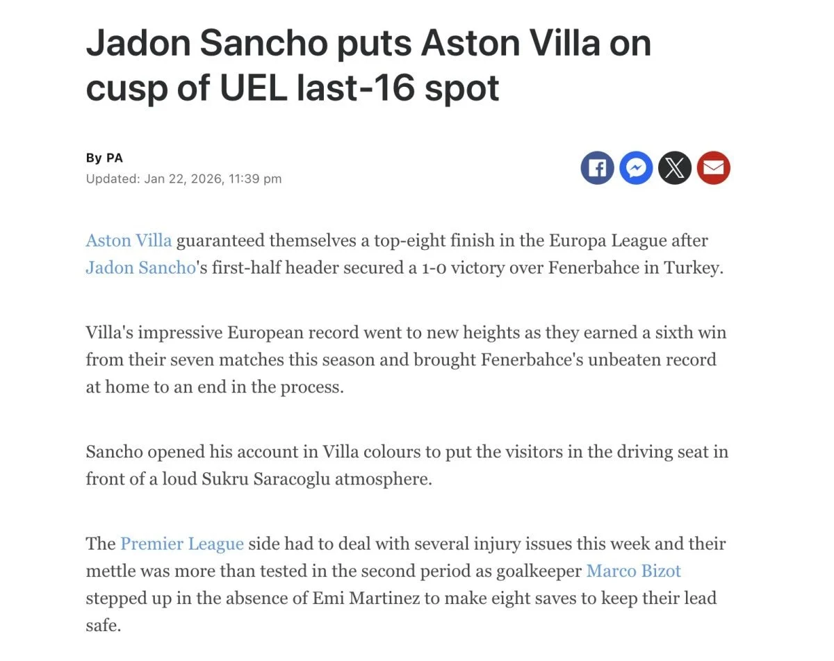 İngiliz Basını Fenerbahçe Aston Villa Maçını Manşetlere Taşıdı1