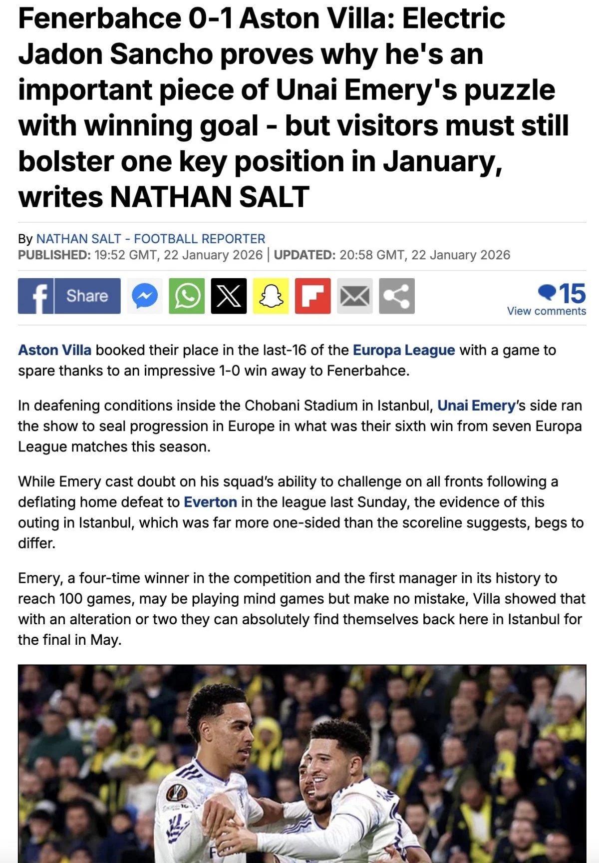 İngiliz Basını Fenerbahçe Aston Villa Maçını Manşetlere Taşıdı2