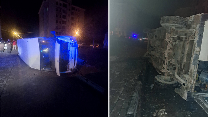 Kütahya’da Ticari Araç Devrildi 02