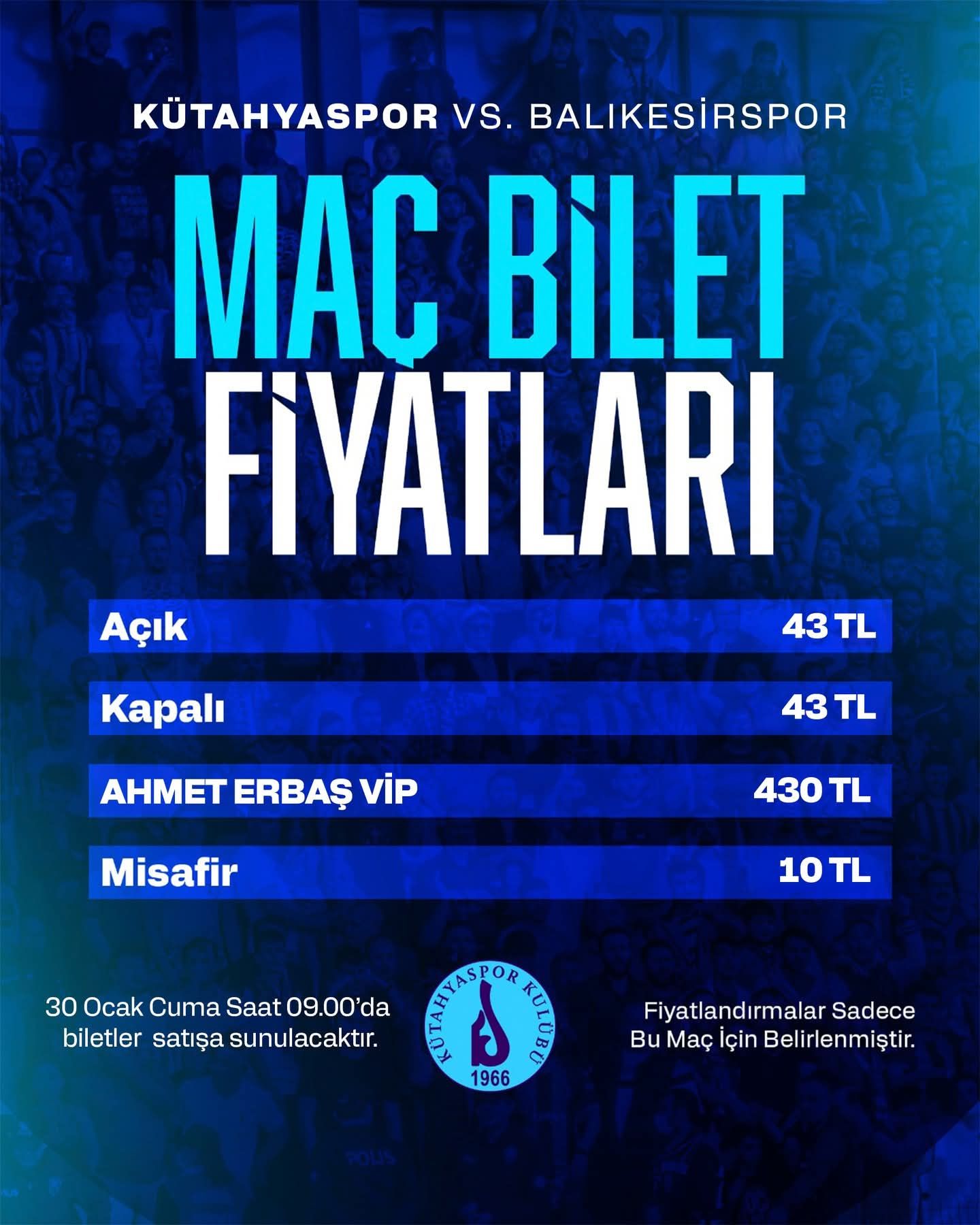 Kütahyaspor, Balıkesirspor Maçı Bilet Fiyatlarını Açıkladı-1